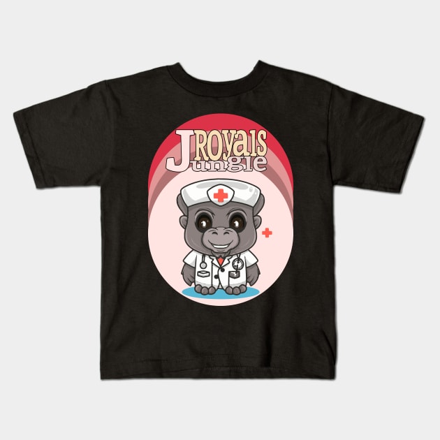 Jungle Royals, Gorilla Kids T-Shirt by pmArtology